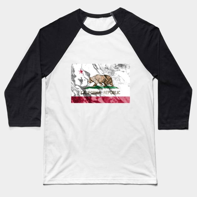 Flag of California - Marble texture Baseball T-Shirt by DrPen